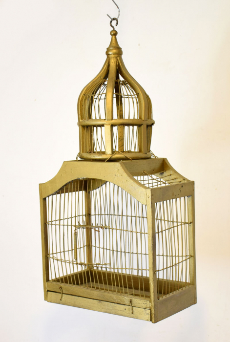 Antique wooden birdcage