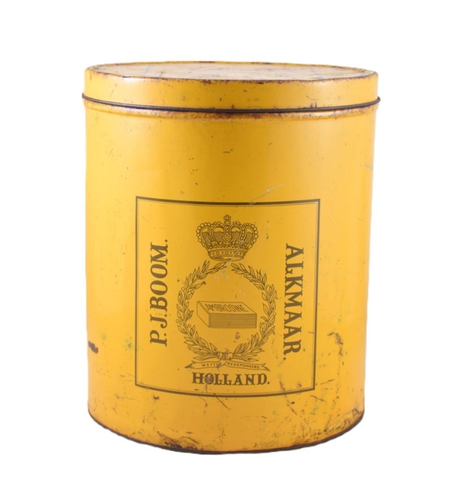 Antique round retailers tin P.J. Boom Alkmaar Ambrosine Antique round retailers tin P.J. Boom Alkmaar Ambrosine
