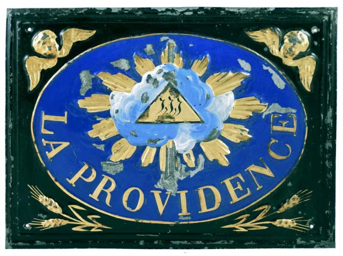 Antieke Franse brand merk wand plaat La Providence