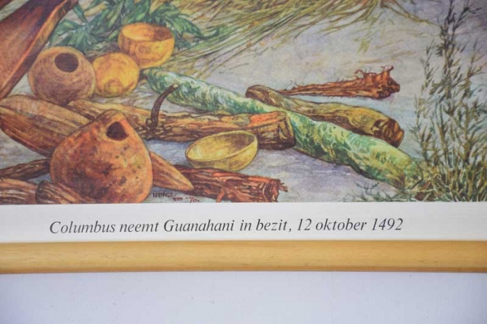 School chart  Columbus neemt Guanahani in bezit, 12 oktober 1492