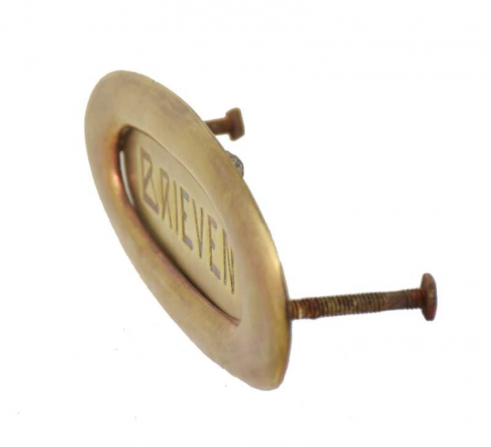 Antique brass letter plate b. d 8