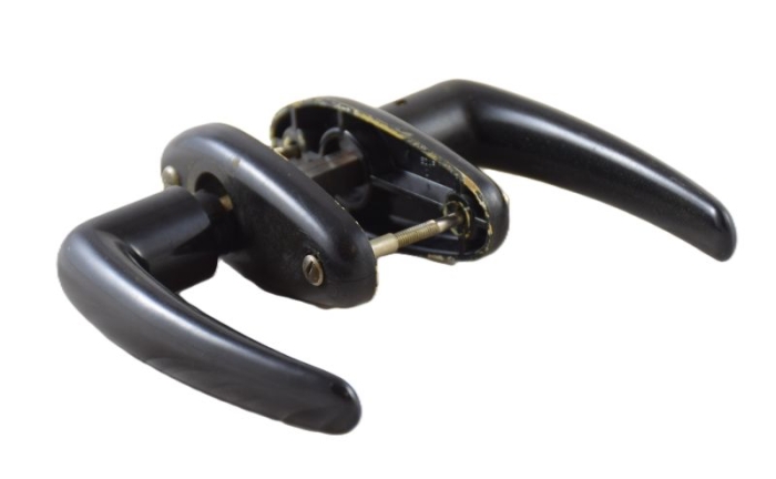 Vintage set of black bakelite door handles b. d 4