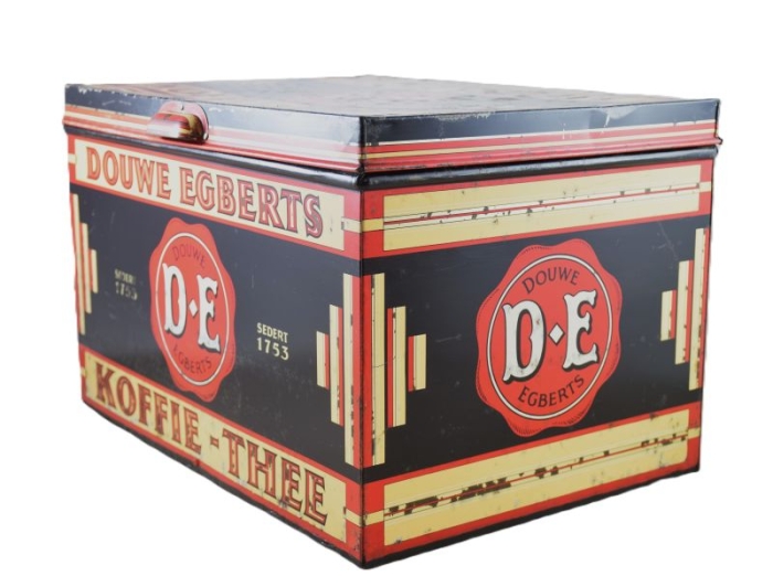 Large Dutch retailers display storage shop tin: Douwe Egberts Koffie - Thee Large Dutch retailers display storage shop tin: Douwe Egberts Koffie - Thee