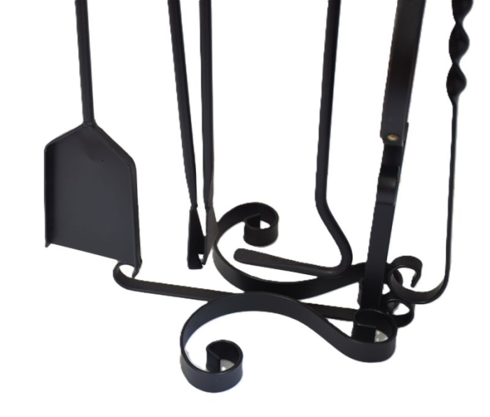 Vintage three-piece metal fireside set