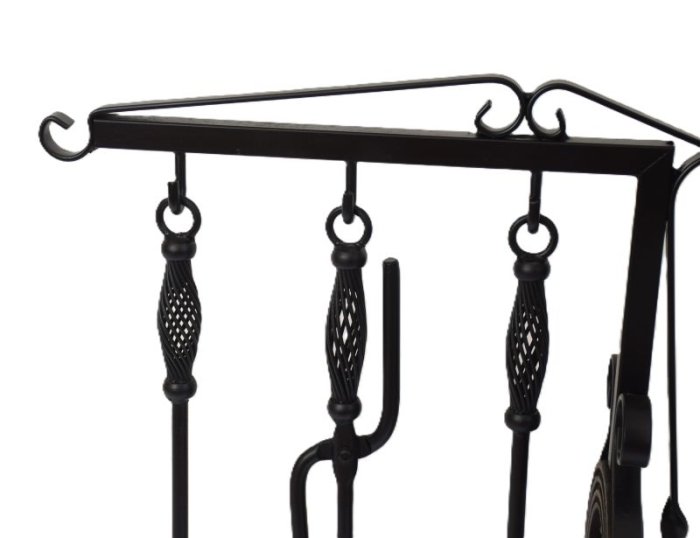 Vintage three-piece metal fireside set