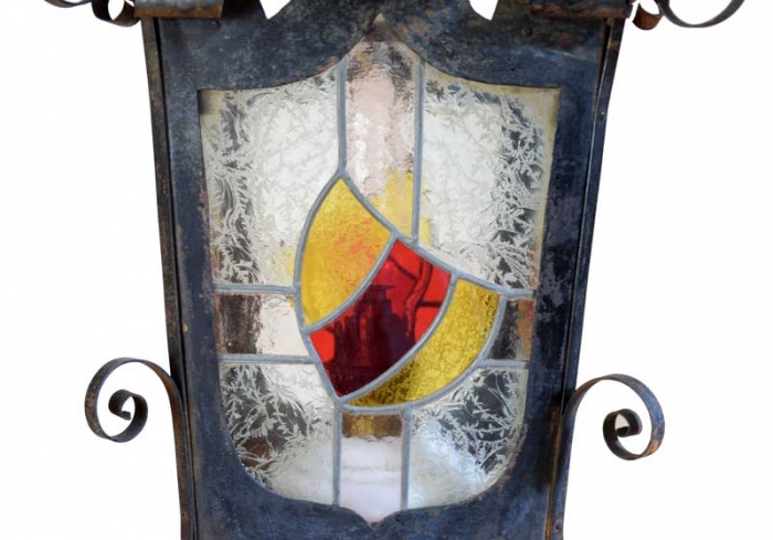 Hanglamp olielamp glas in lood