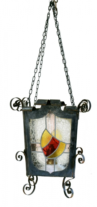 Stained glass pendant oil lamp
