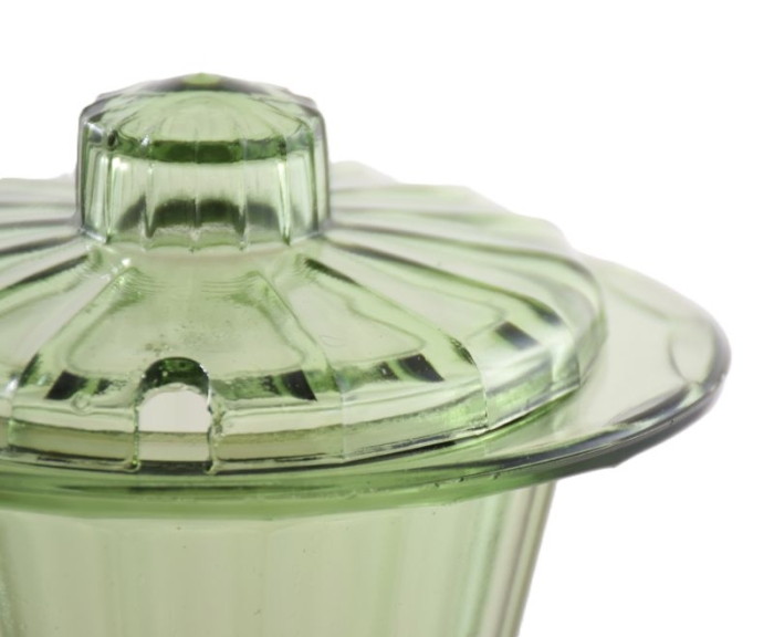Dutch Leerdam green glas Neerlandia jampot