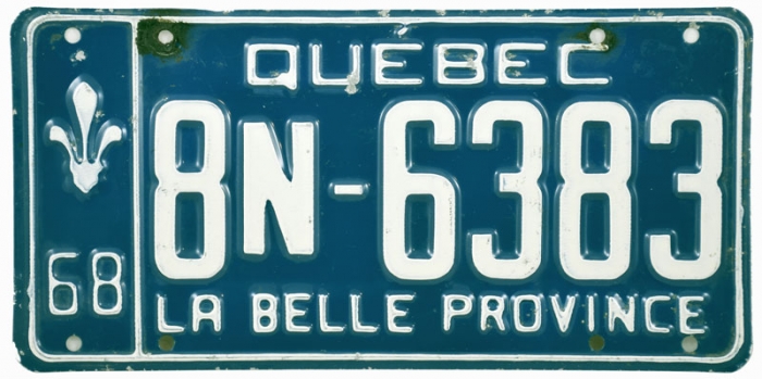 Kentekenplaat Québec  c. d 7
