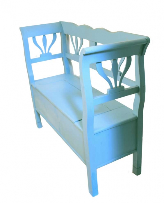 Scandinavian blue wooden bench