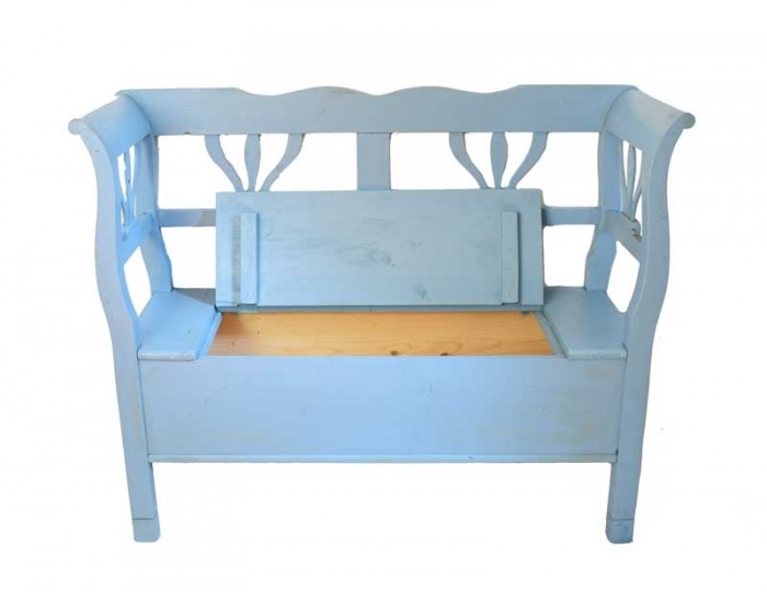 Scandinavian blue wooden bench