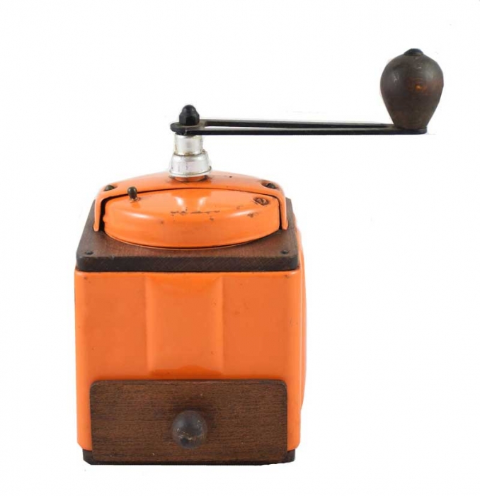 Vintage Franse oranje koffiemolen