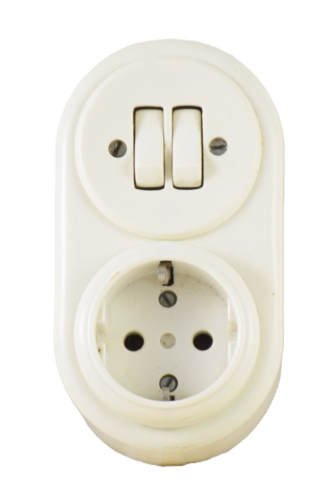 Vintage plastic socket and double light switch b. e 25 Vintage plastic socket and double light switch b. e 25