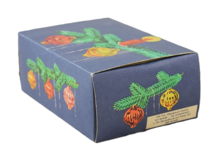 Zes retro Lauscha kerstdecoratie in doos k. d 11