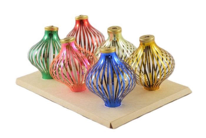 Zes retro Lauscha kerstdecoratie in doos k. d 11