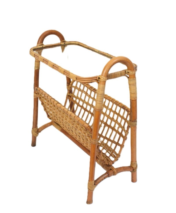 Vintage rattan and bamboo magazine rack Vintage rattan and bamboo magazine rack