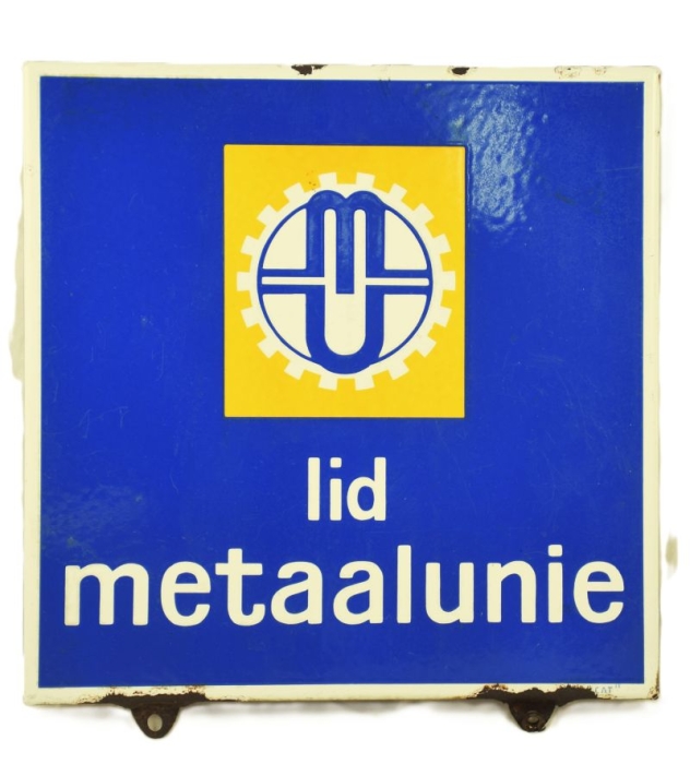Enamel sign lid Metaalunie Enamel sign lid Metaalunie