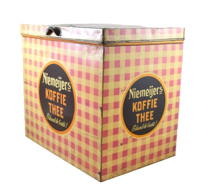 Groot vintage winkelblik: Niemeijer's Koffie Thee Groot vintage winkelblik: Niemeijer's Koffie Thee