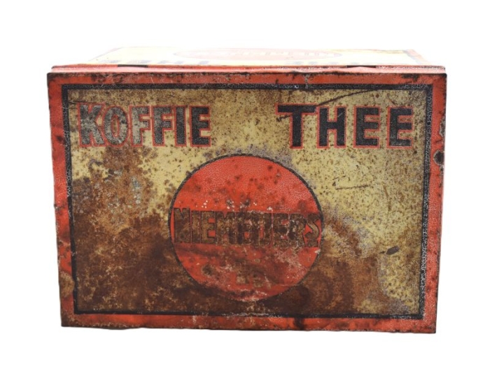 Large Dutch antique retailers display storage shop tin: Niemeijer's Koffie Thee