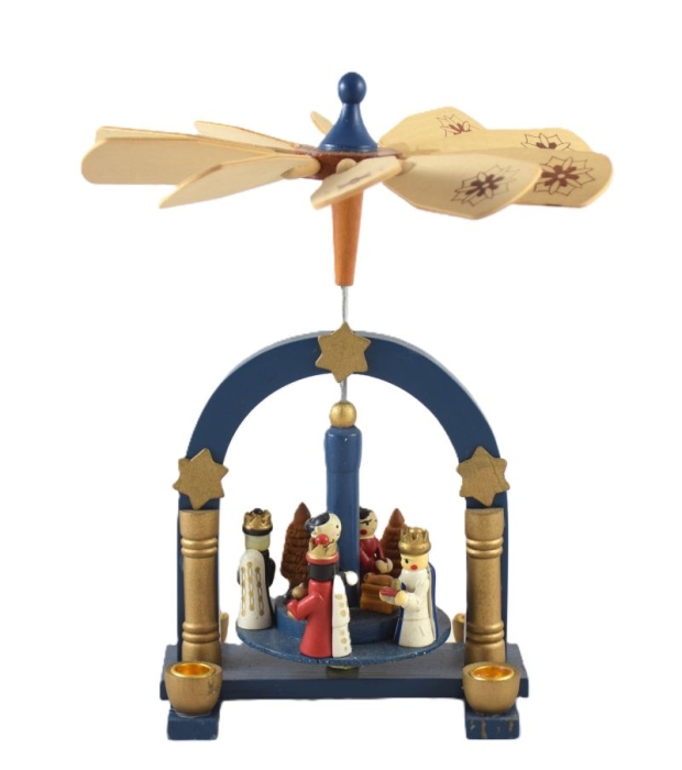 Vintage blauwe kleine kerstmolen k. d 20