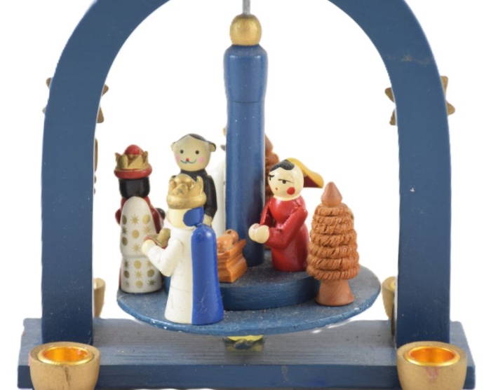 Vintage blauwe kleine kerstmolen k. d 20
