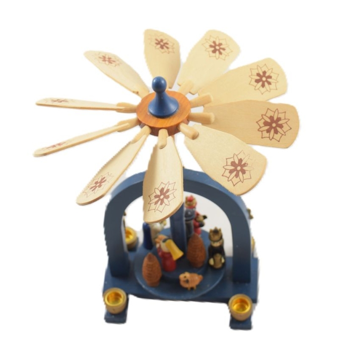 Vintage blauwe kleine kerstmolen k. d 20