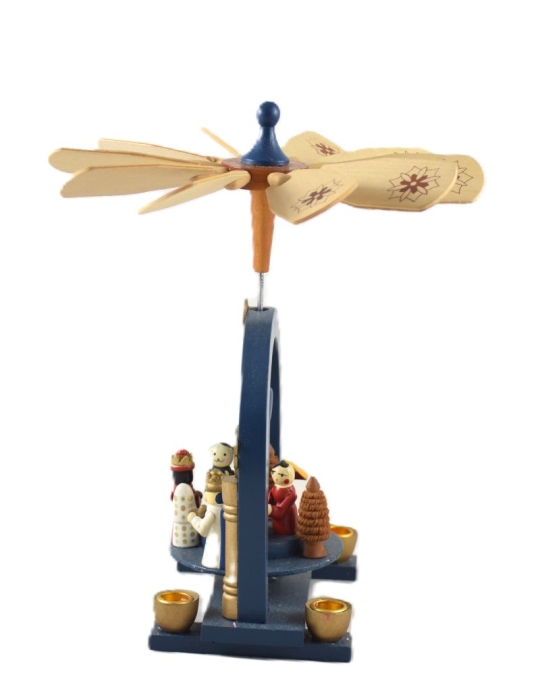 Vintage blauwe kleine kerstmolen k. d 20