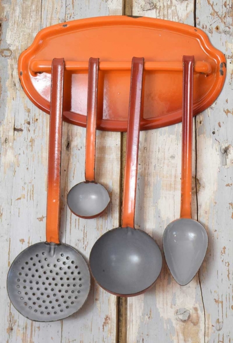 Antique Dutch kitchen utensils rack e. or 3