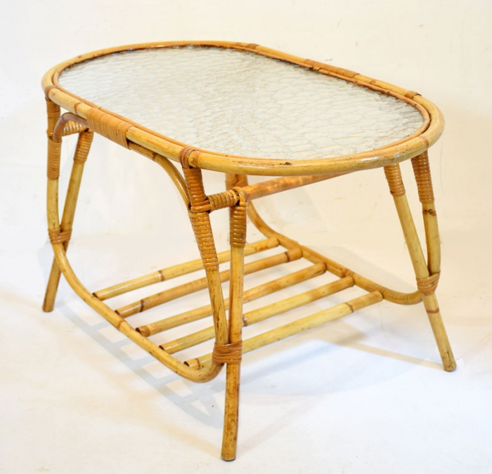 Vintage rattan bamboo coffee table Smeerling Antiques