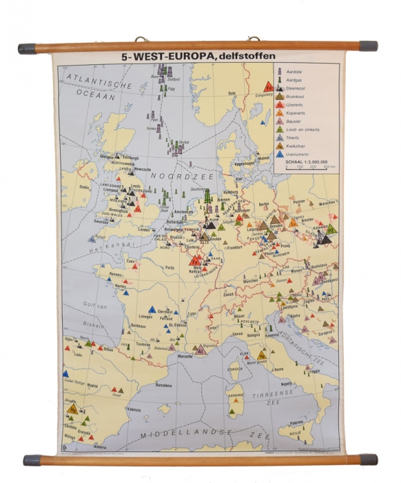 Schoolplaat West Europa Delfstoffen