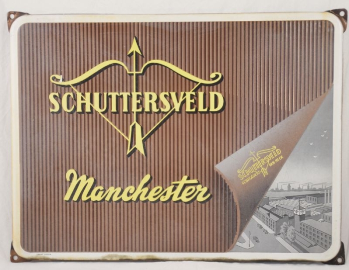 Schuttersveld Manchester enamel sign Schuttersveld Manchester enamel sign