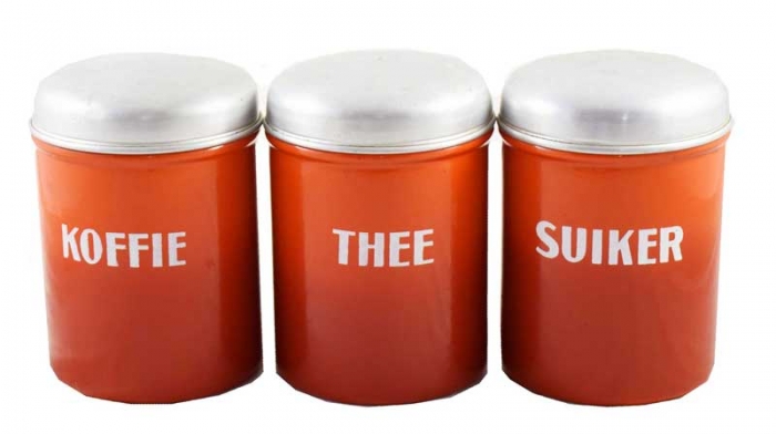 Kitchen canister set burnt orange e. or 7