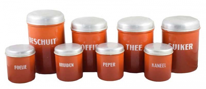 Kitchen canister set burnt orange e. or 7