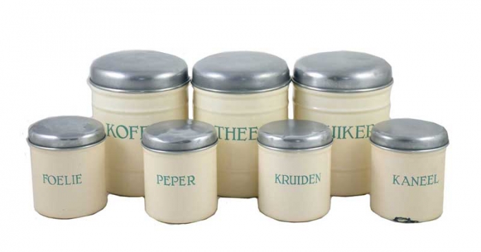 Dutch kitchen canister set seven pieces