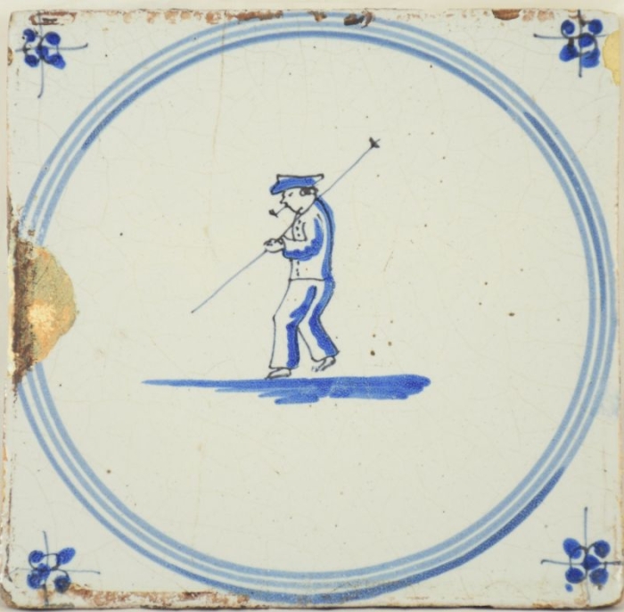 Antique Dutch wall tile with man nr. 2