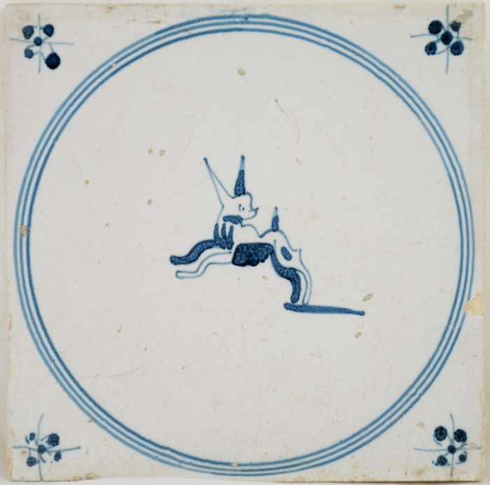 Wall tile Delft blue hare nr. 8