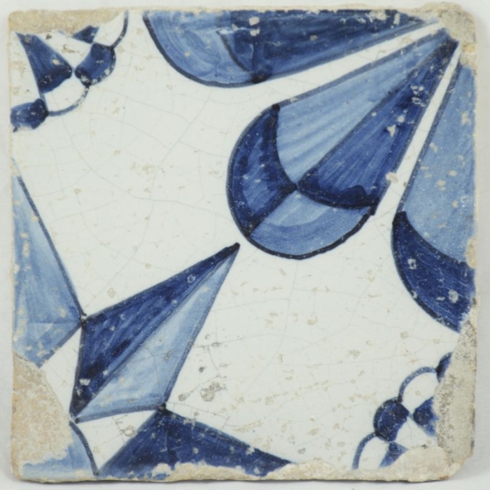 Antique Dutch wall tile rose ornament