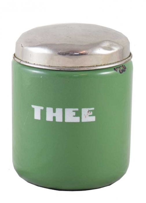 Vintage Dutch kitchen canister Thee e. rg 5