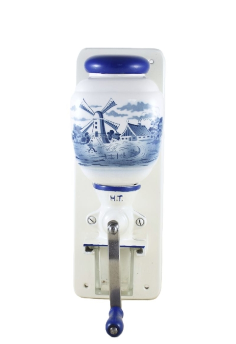 Vintage German HT wall coffee grinder with blue windmill nr 1 Vintage German HT wall coffee grinder with blue windmill nr 1