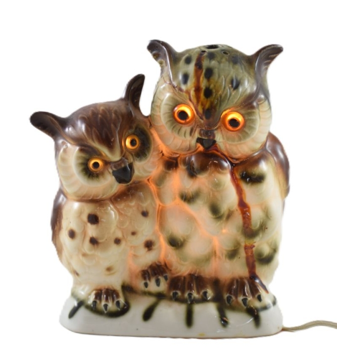 Vintage twee uiltjes parfum lamp v. sl 17