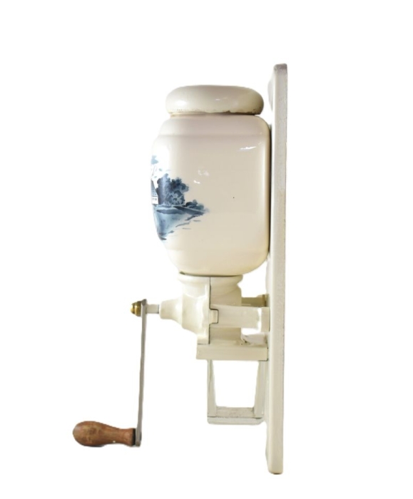 Vintage Dutch wall mounted coffee grinder with windmill nr. 5