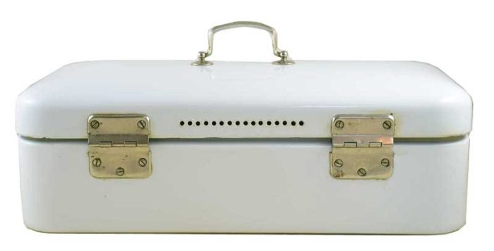 Vintage Dutch enamel bread box e. w 5