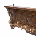 Antique Dutch oak wall mounted wooden coat rack