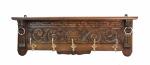 Antique Dutch oak wall mounted wooden coat rack