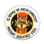 Round enamel memorial plaque for a fallen soldier