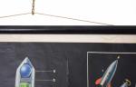 Vintage sixties German space age pull down chart die Rakete - the Rocket