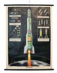 Vintage space age schoolplaat die Rakete