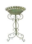 Green metal bird bath