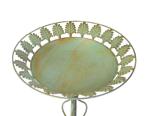 Green metal bird bath