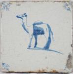 Antique Dutch Delft wall tile dromedary